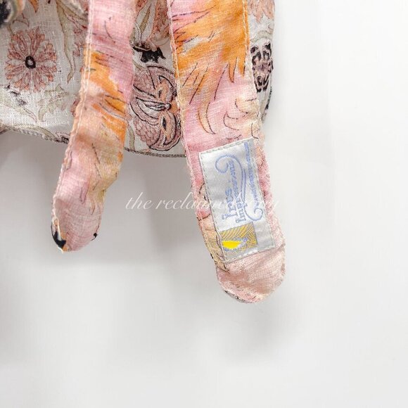 Vintage Iris Impression Silk Floral Printed Wrap Skirt Convertible Side Tie - Picture 9 of 9